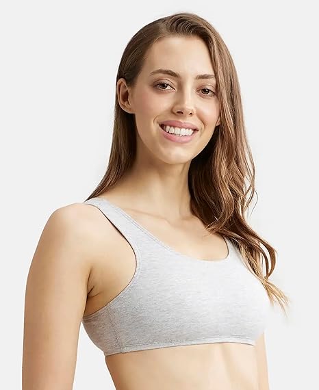 Jockey 1582 Women’s Cotton Stretch Crop Top Bra – Slip-On with Stay Fresh